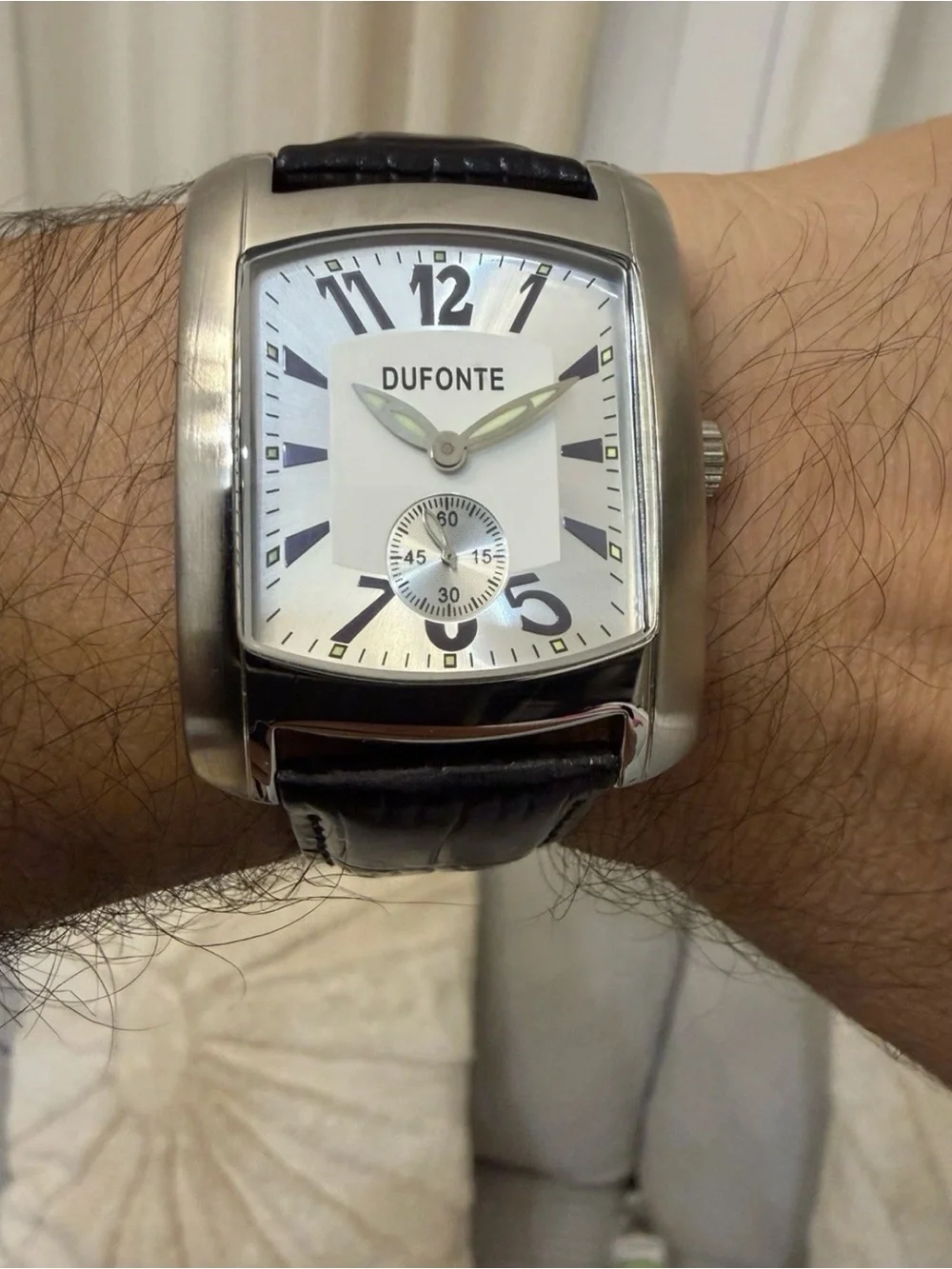 Vintage Dufonte by Lucien Piccard Men's Watch 83029SLB Tonneau Quartz 34-44mm
